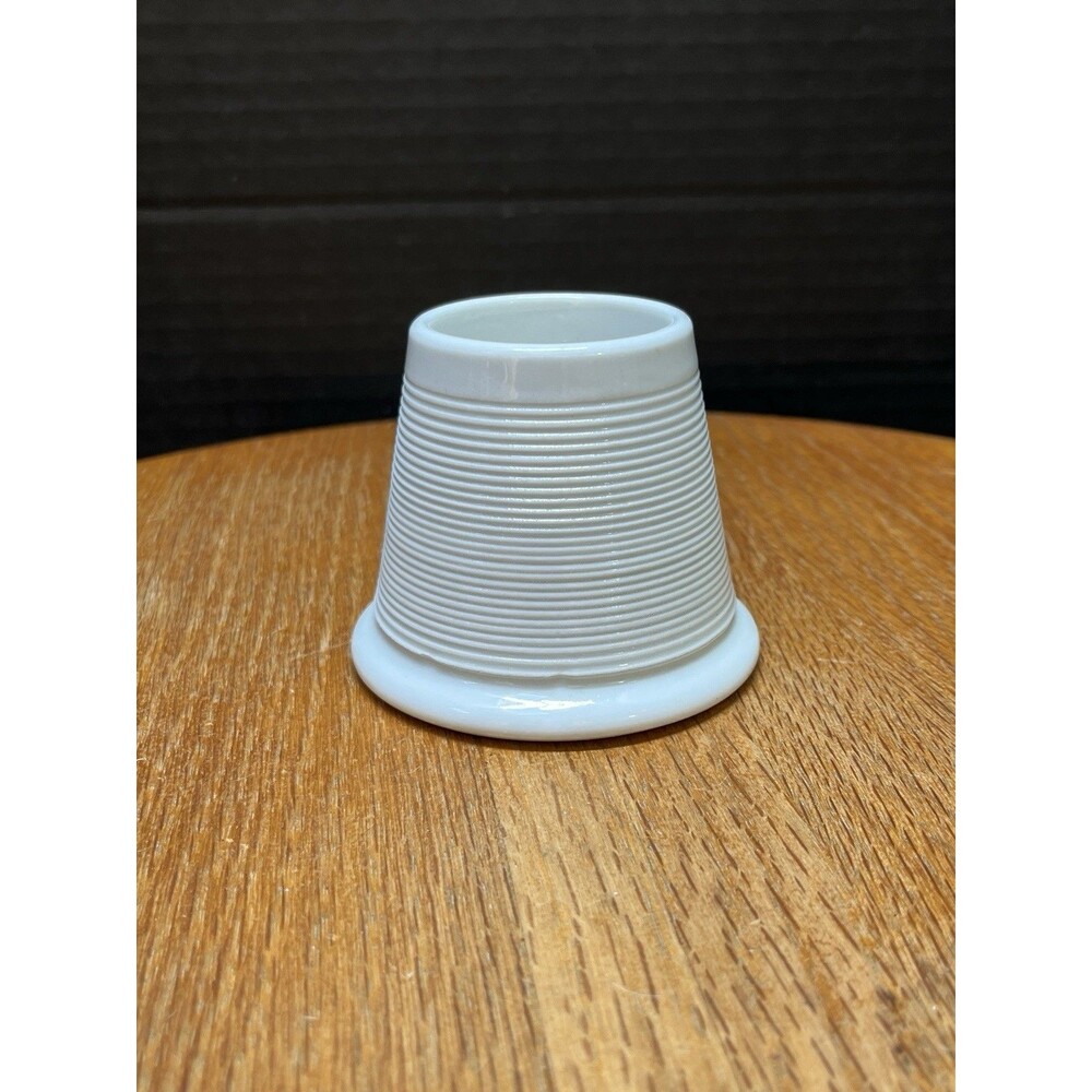 Vtg Antique French Bistro Pyrogene White Ironstone Ribbed Match Holder Striker